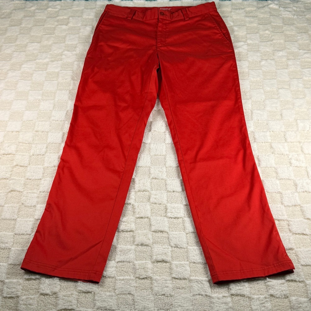 Nike Golf Dri-FIT Mens Red Flat Front Performance Pants 30x32 Stretch Trousers